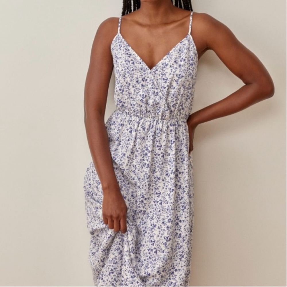 Reformation Blue and White Midi Dress
